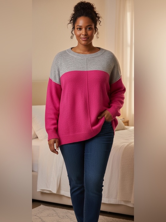 Vince Camuto Sweaters - Vince Camuto Pink Gray Knit Sweater Stretch 2X